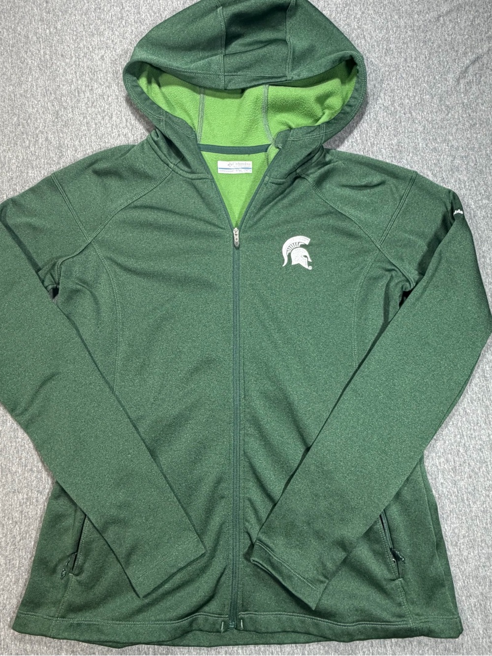 Columbia Michigan State Spartans Women’s Large Full Zip Green Jacket Hooded